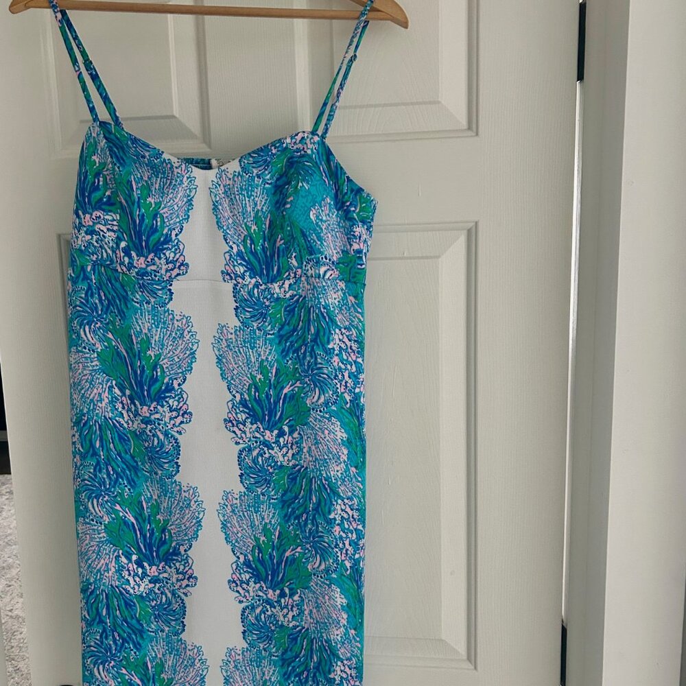 Lilly Pulitzer Gillian satin slip dress in Las Olas Aqua Strong Current Sea Sz *